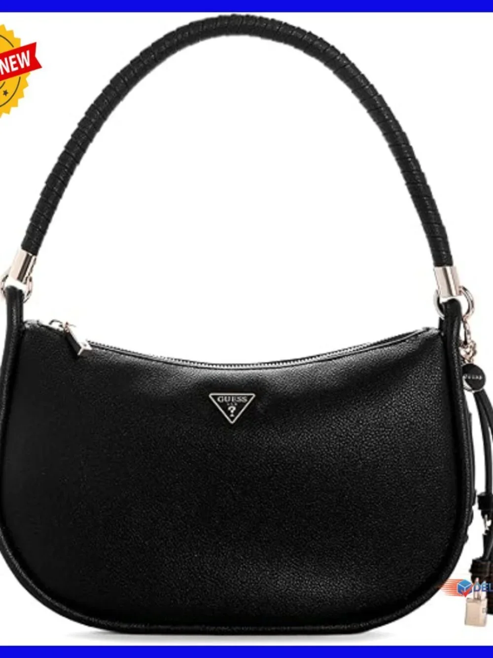 Hobo Shoulder Bag with Gold Hardware, Polyurethane, One Size